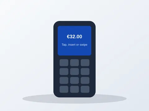 Tilly card payment terminal showing €32.00
