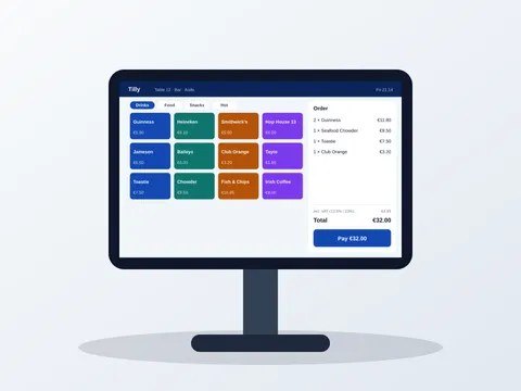 Tilly touchscreen EPOS terminal on a stand
